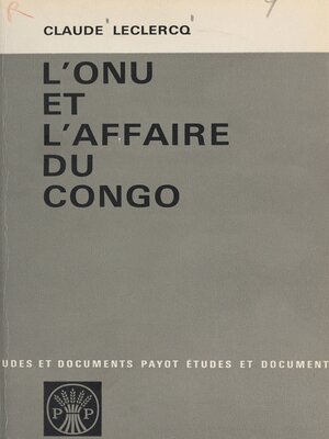 cover image of L'ONU et l'affaire du Congo